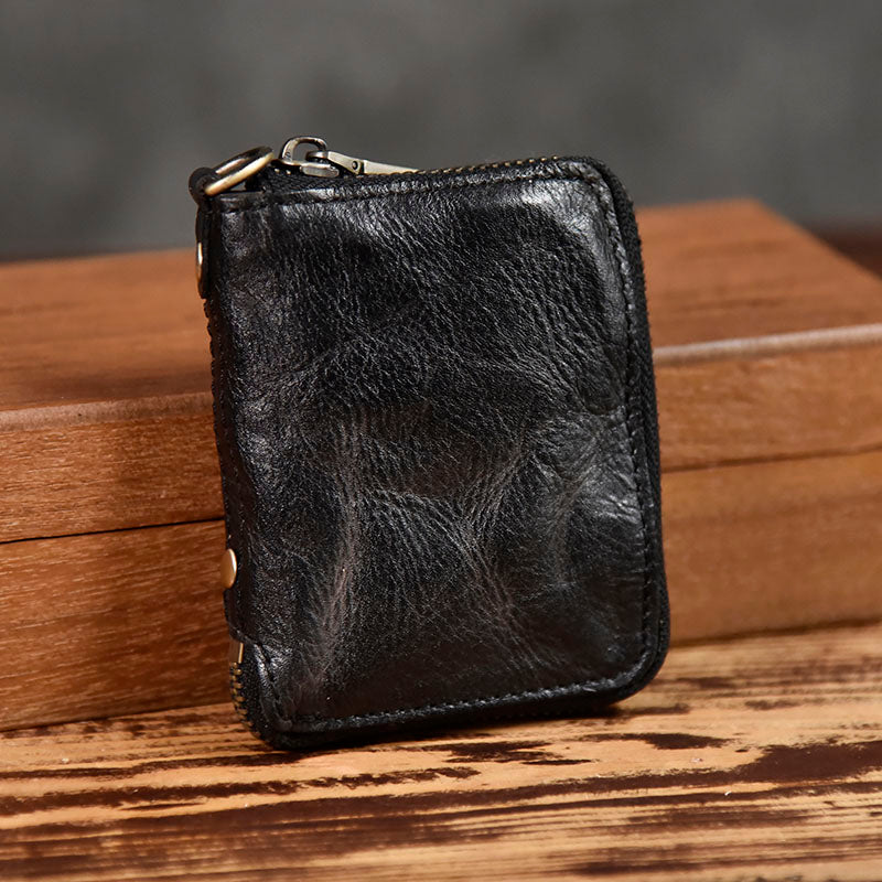 Retro Leather Zipper Short Wallet