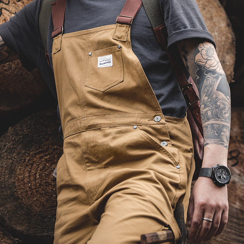 Men's Casual Work Style Overalls In Khaki