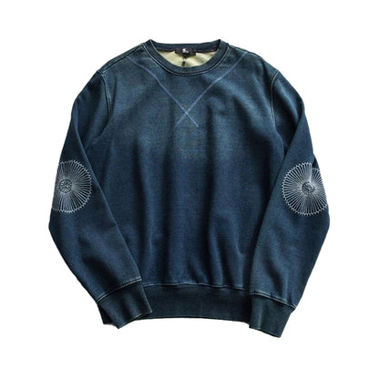 Indigo Dyed Stitches Decoration Sweatshirt