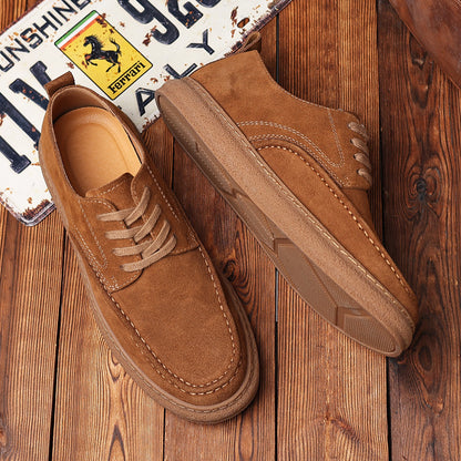 Retro Leather Lacing Anti-slip Soft-soled Suede Shoes