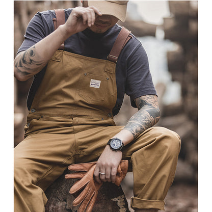 Men's Casual Work Style Overalls In Khaki