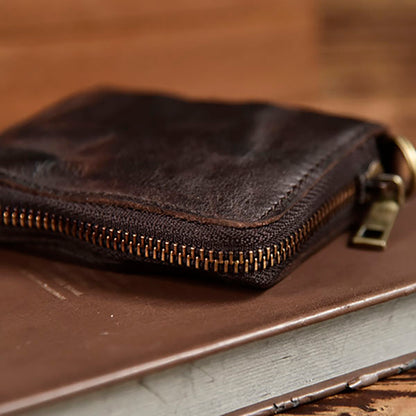 Retro Leather Zipper Short Wallet