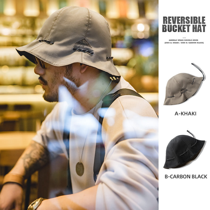Two-sided Reversible Bucket Hat Adjustable Fishing Hat