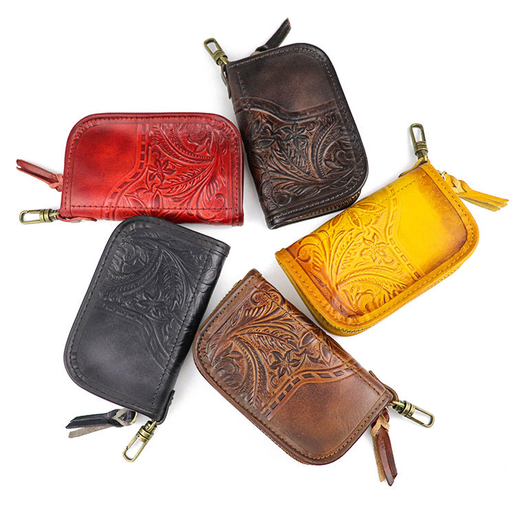 Large-capacity Handmade Leather Zipper Key Bag