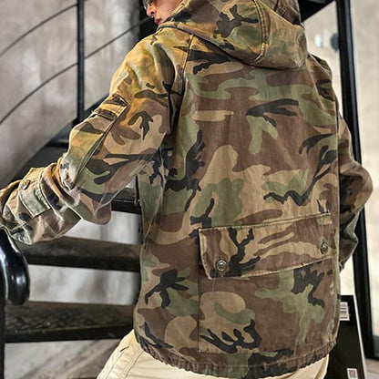 Retro Military Style Camouflage Casual Pullover Hoodies