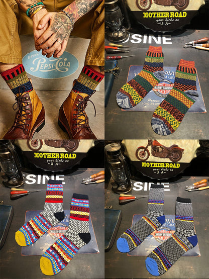 Men's 5 Pairs Retro Ethnic Style Socks