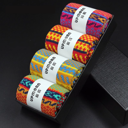 Men's 5 Pairs 5Color Retro Ethnic Style Socks