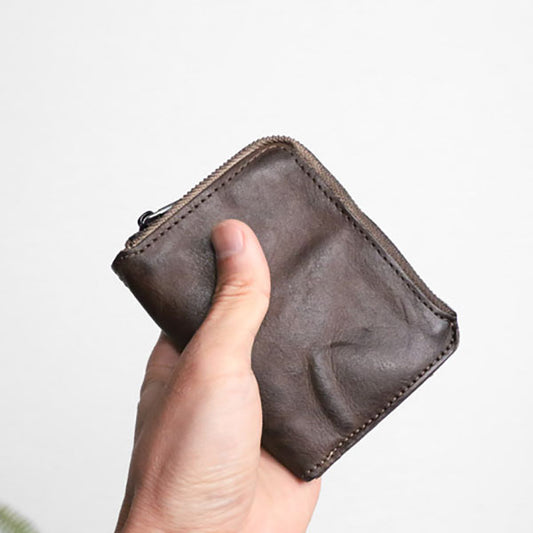 Retro Handmade Leather Zipper Wallets