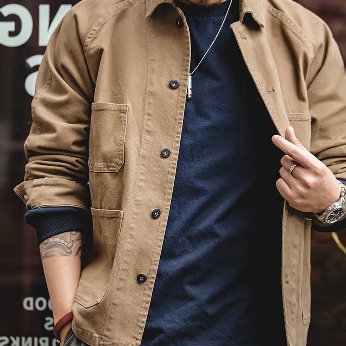 Retro Four-pocket Lapel Coat Outwear