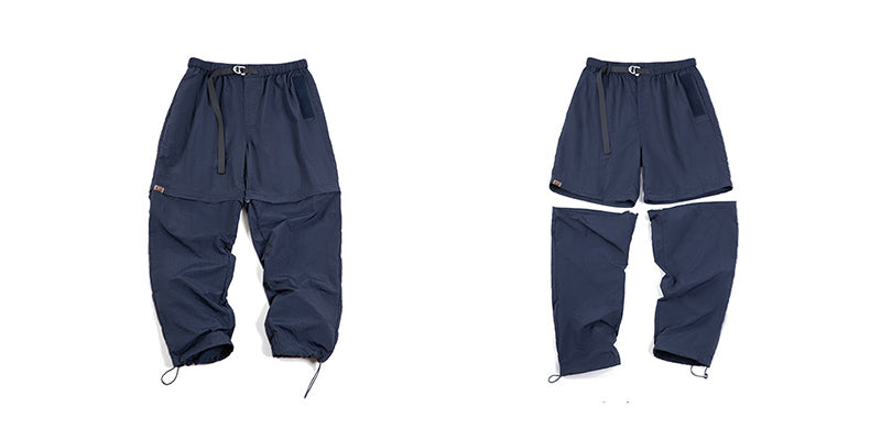 Retro Outdoor Elastic Waist Detachable Pants