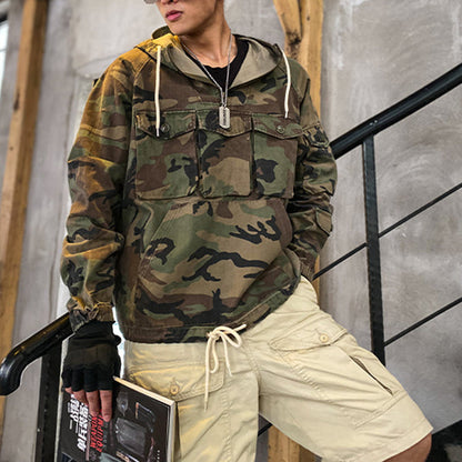Retro Military Style Camouflage Casual Pullover Hoodies