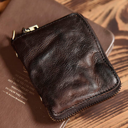 Retro Leather Zipper Short Wallet