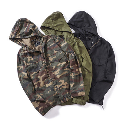 Retro Military Style Casual Hooded Outwears