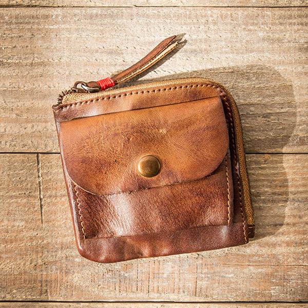 Square Leather Coin Pouch Change For Men Women Small wallets Purse Zipper Coin Purse  Gifts