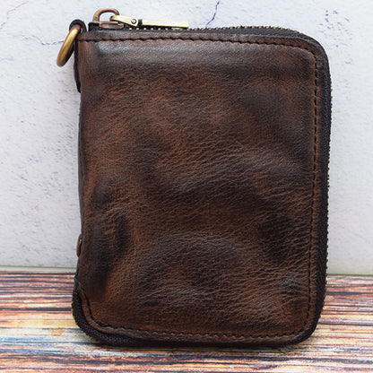 Retro Leather Zipper Short Wallet