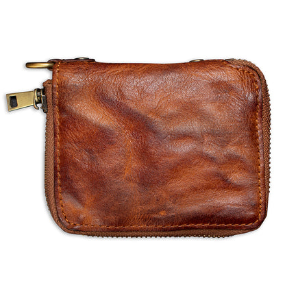 Retro Leather Zipper Short Wallet