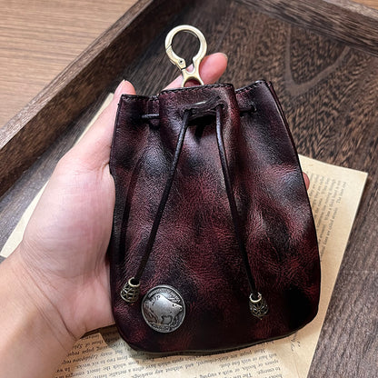 Retro Handmade Leather Coin Bag Storage Bag