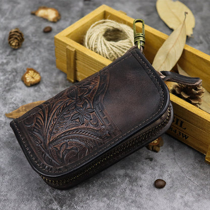 Large-capacity Handmade Leather Zipper Key Bag