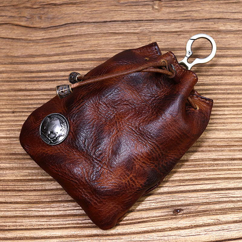 Retro Handmade Leather Card Holder Storage Bag Coin Wallet