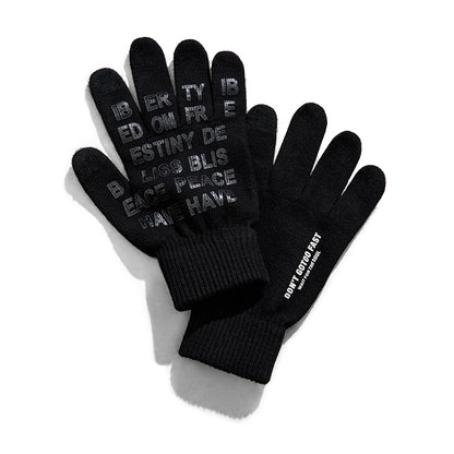 Touch Screen Printed Knitted Warm Gloves