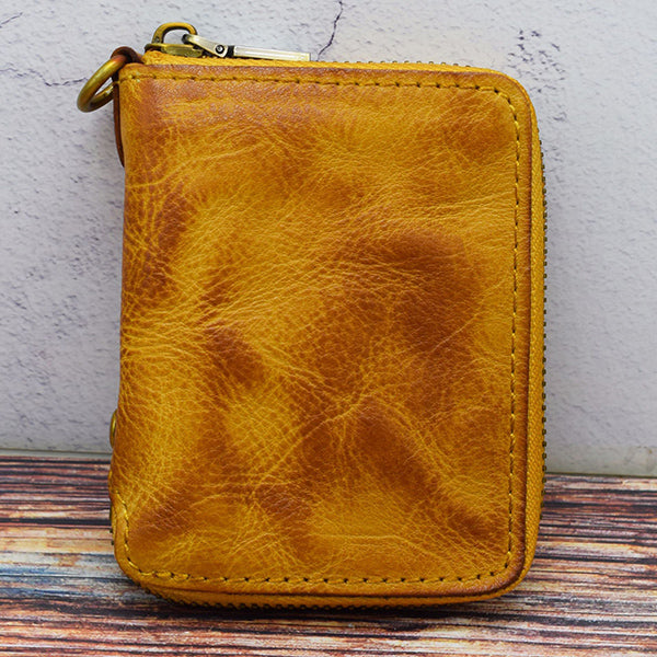 Retro Leather Zipper Short Wallet