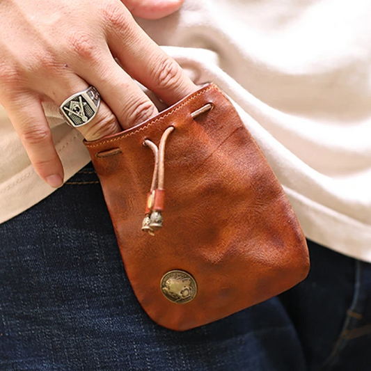 Retro Handmade Leather Coin Bag Storage Bag