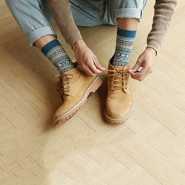 5 Pairs Men's Retro Ethnic Style Woolen Socks