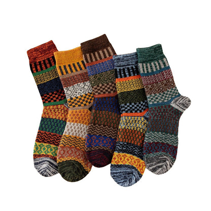 Men's Retro Ethnic Style Wool Socks（5 Pairs 5 color)