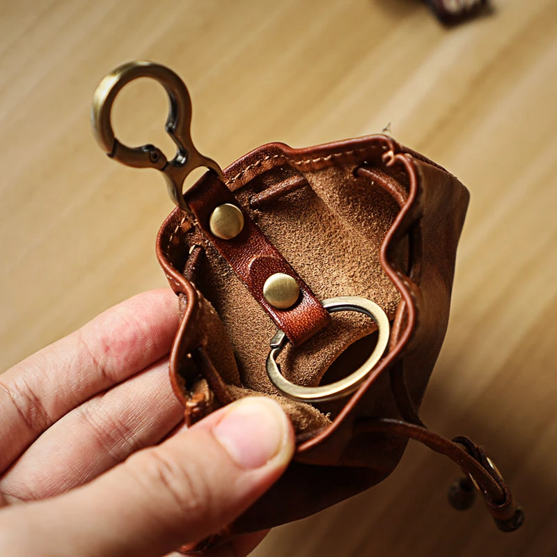 Retro Handmade Leather Coin Bag Storage Bag