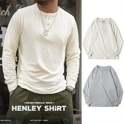 American Retro Henley Long-sleeved T-shirt