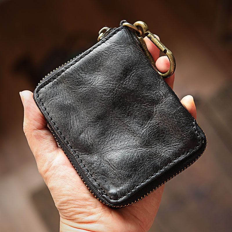 Retro Leather Zipper Short Wallet