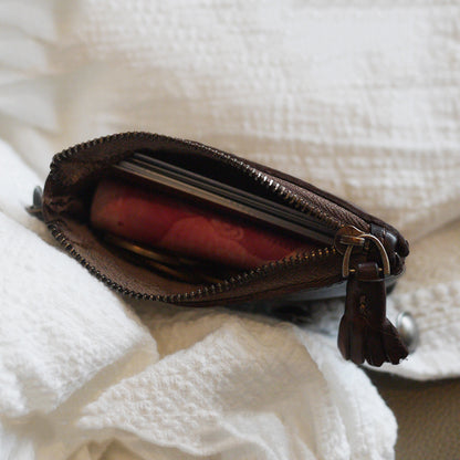 Retro Coin Purse Leather Zipper Wallets