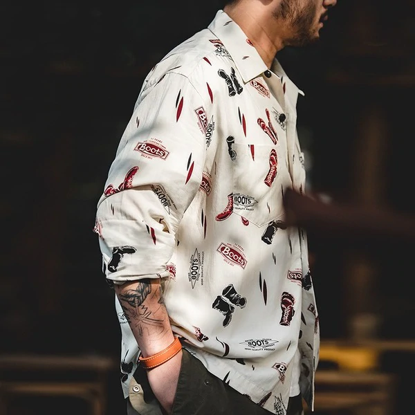 Retro Printed Long Sleeve Shirts Outwears