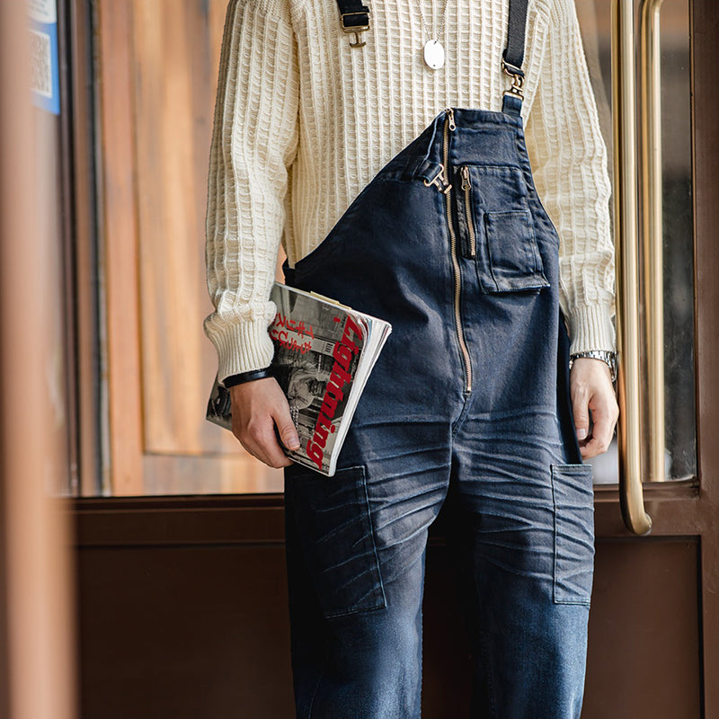 Retro Indigo Denim Navy Overalls