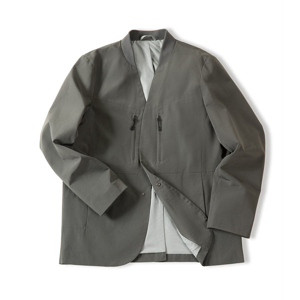 Retro Grey Techwear Suit Jackets Casual Outwears