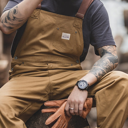 Men's Casual Work Style Overalls In Khaki