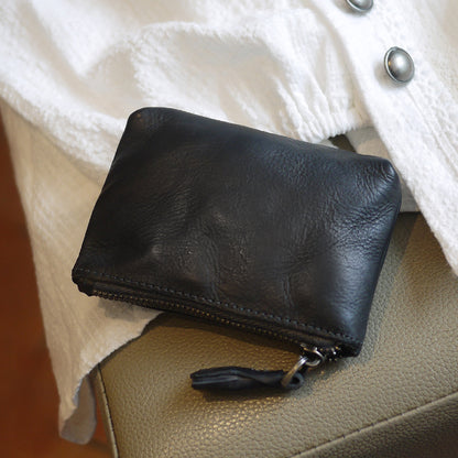 Retro Coin Purse Leather Zipper Wallets